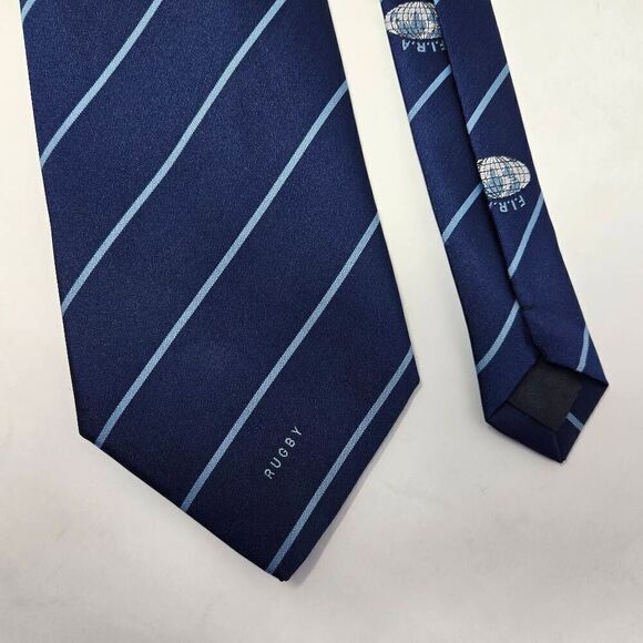 FÉDÉRATION INTERNATIONALE DE RUGBY AMATEUR FIRA TIE BLUE STRIPE 3.75" X 55" - Picture 2 of 5